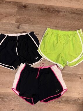 Nike Women’s Athletic Shorts Trio - Black, Neon Green, Black w/ Pink Trim